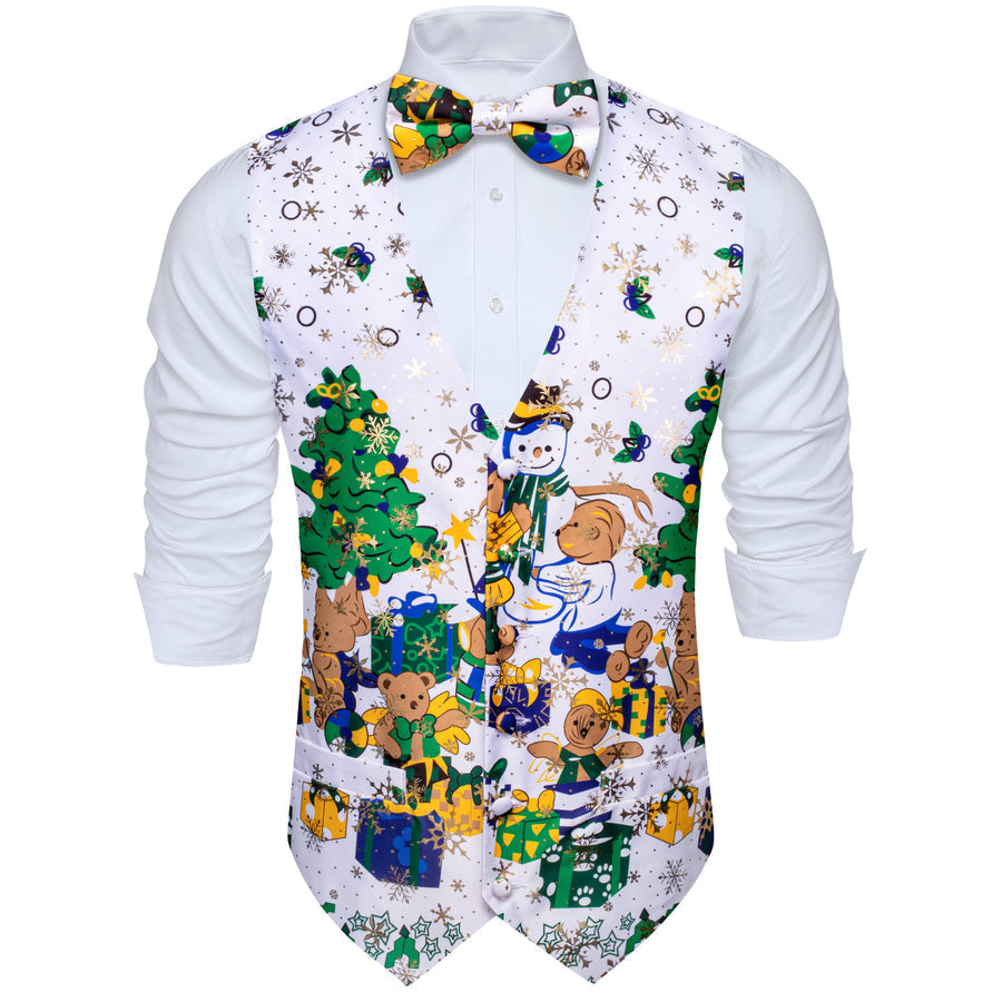 White Green Christmas Tree Bowtie Vest Set vest set    - Sophisticated Gentlemen