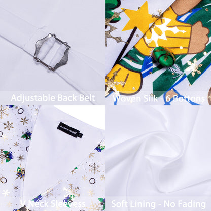 White Green Christmas Tree Bowtie Vest Set vest set    - Sophisticated Gentlemen