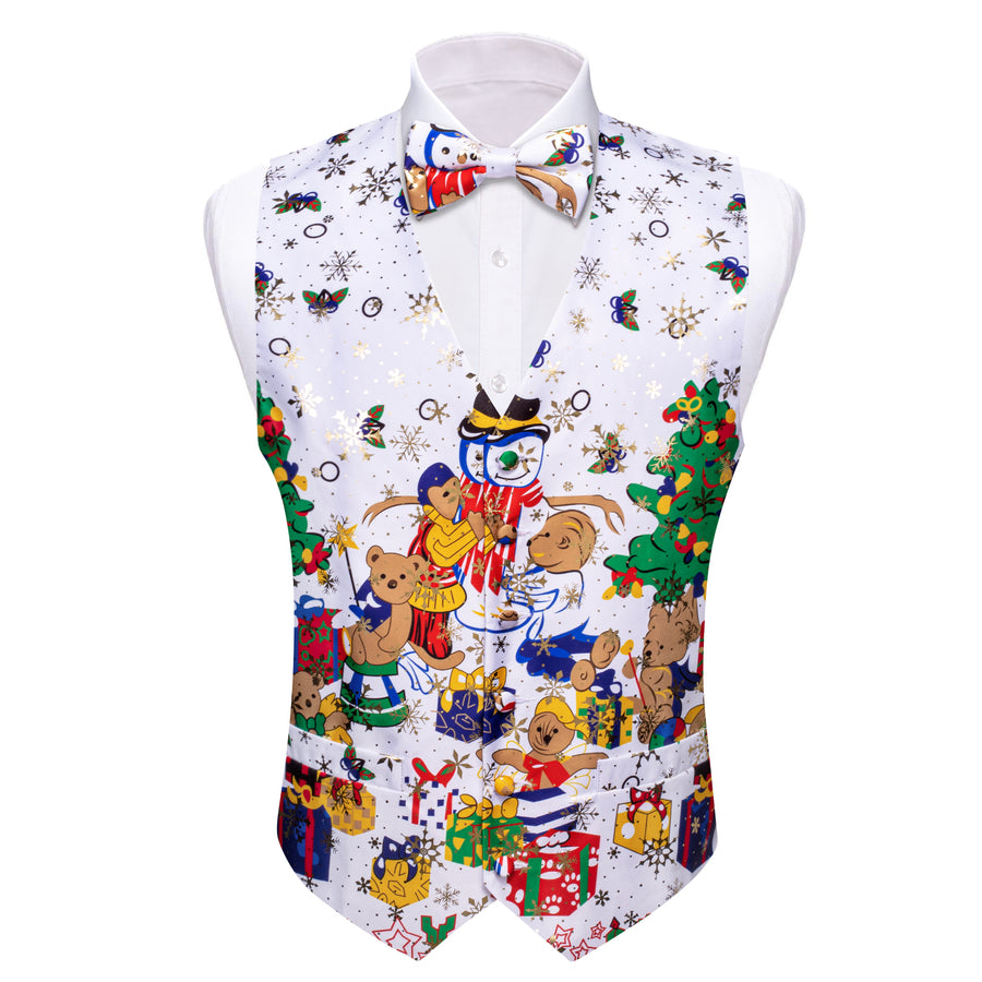 White Red Christmas Novelty Bowtie Vest Set vest set    - Sophisticated Gentlemen