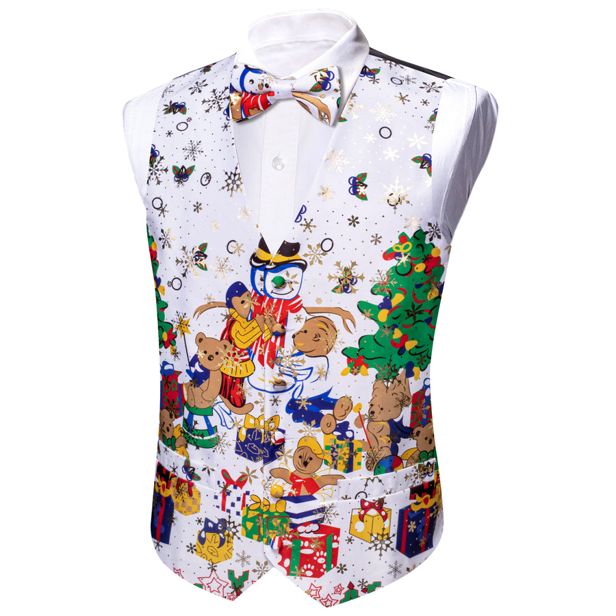 White Red Christmas Novelty Bowtie Vest Set vest set    - Sophisticated Gentlemen