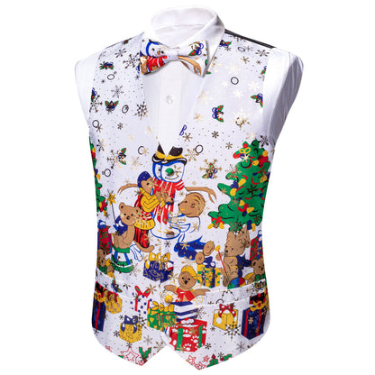 White Red Christmas Novelty Bowtie Vest Set vest set    - Sophisticated Gentlemen