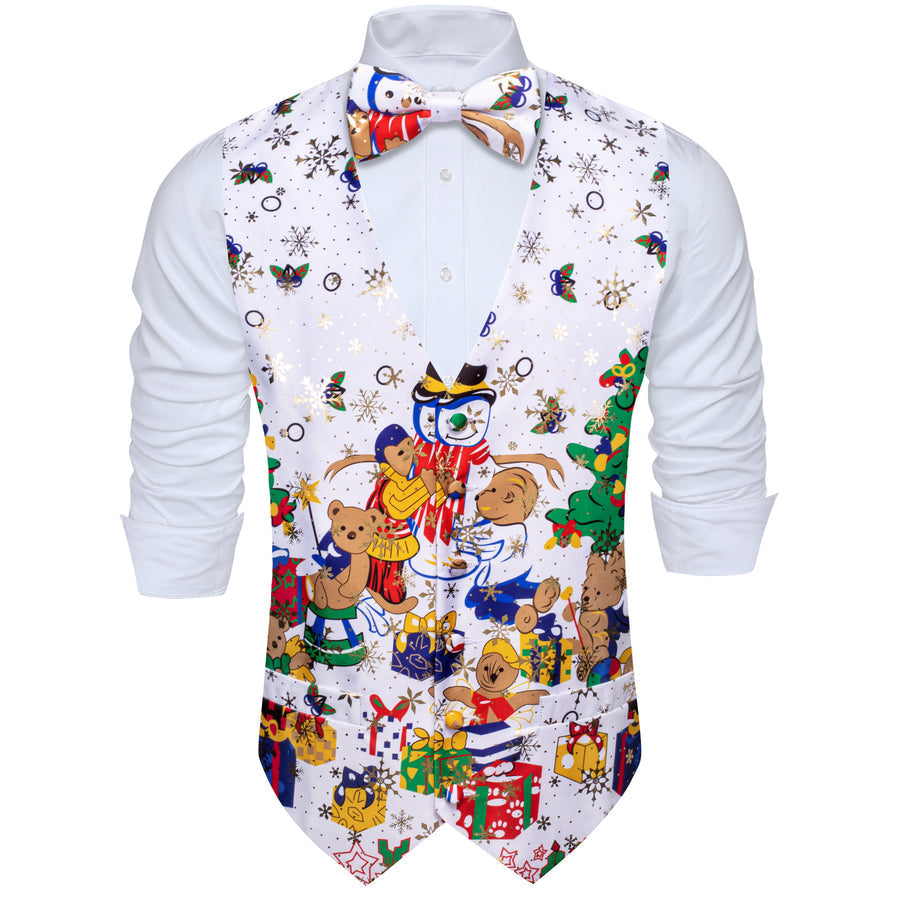 White Red Christmas Novelty Bowtie Vest Set vest set    - Sophisticated Gentlemen