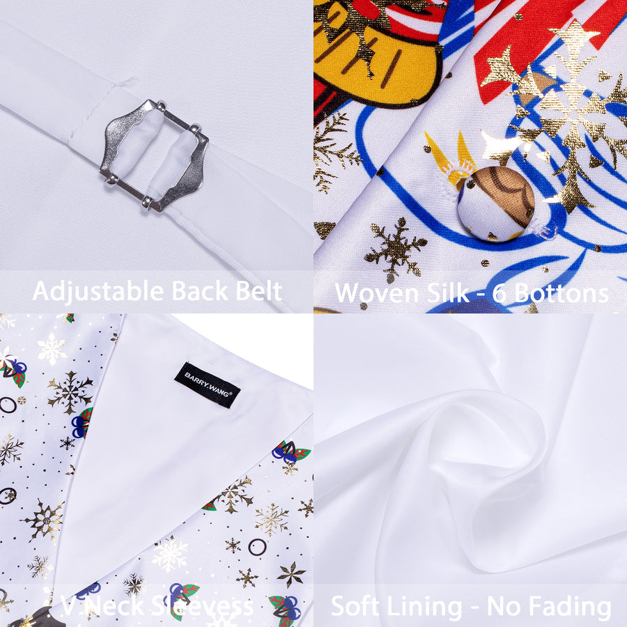 White Red Christmas Novelty Bowtie Vest Set vest set    - Sophisticated Gentlemen