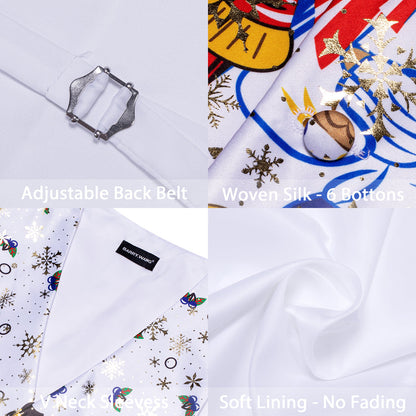 White Red Christmas Novelty Bowtie Vest Set vest set    - Sophisticated Gentlemen