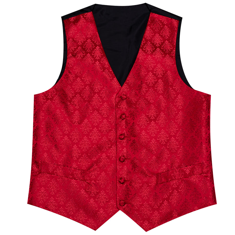 Red Jacquard Woven Classic Men's Vest Set vest set    - Sophisticated Gentlemen