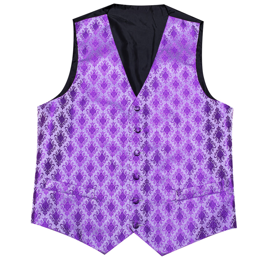 Purple Jacquard Woven Classic Men's Vest Set vest set    - Sophisticated Gentlemen