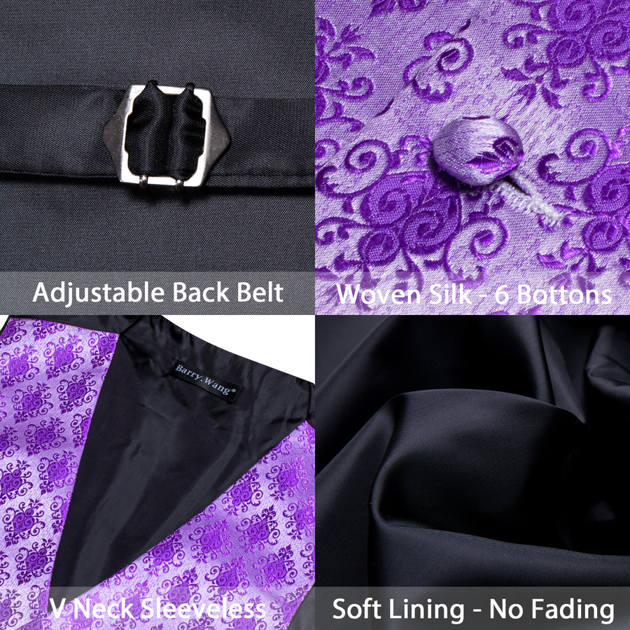 Purple Jacquard Woven Classic Men's Vest Set vest set    - Sophisticated Gentlemen