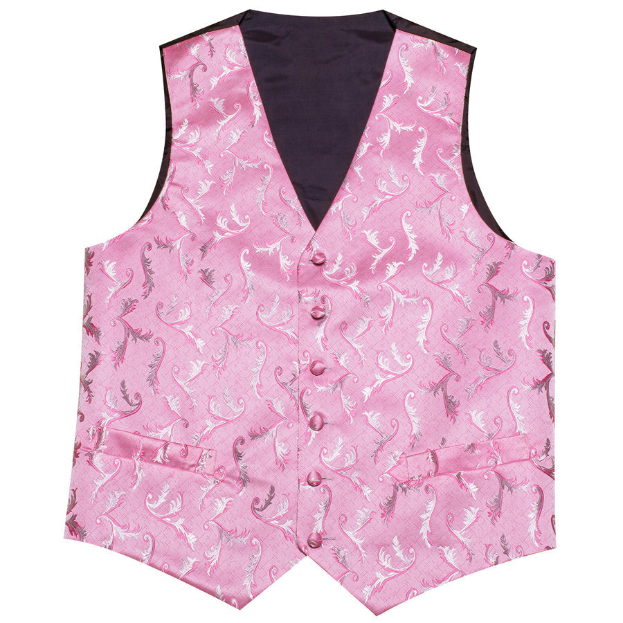 Pink Floral Silk Men's Vest Set vest set    - Sophisticated Gentlemen
