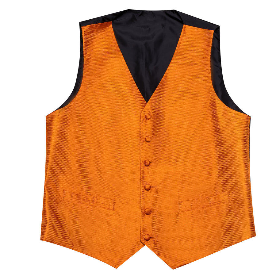 Orange Solid Herringbone Woven Vest Set vest set    - Sophisticated Gentlemen