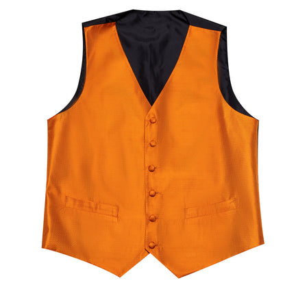 Orange Solid Herringbone Woven Vest Set vest set    - Sophisticated Gentlemen