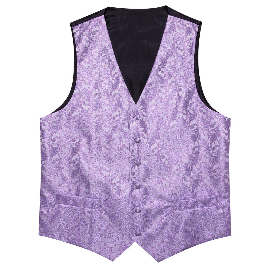 Light Purple Floral Jacquard Men's Vest Set vest set    - Sophisticated Gentlemen