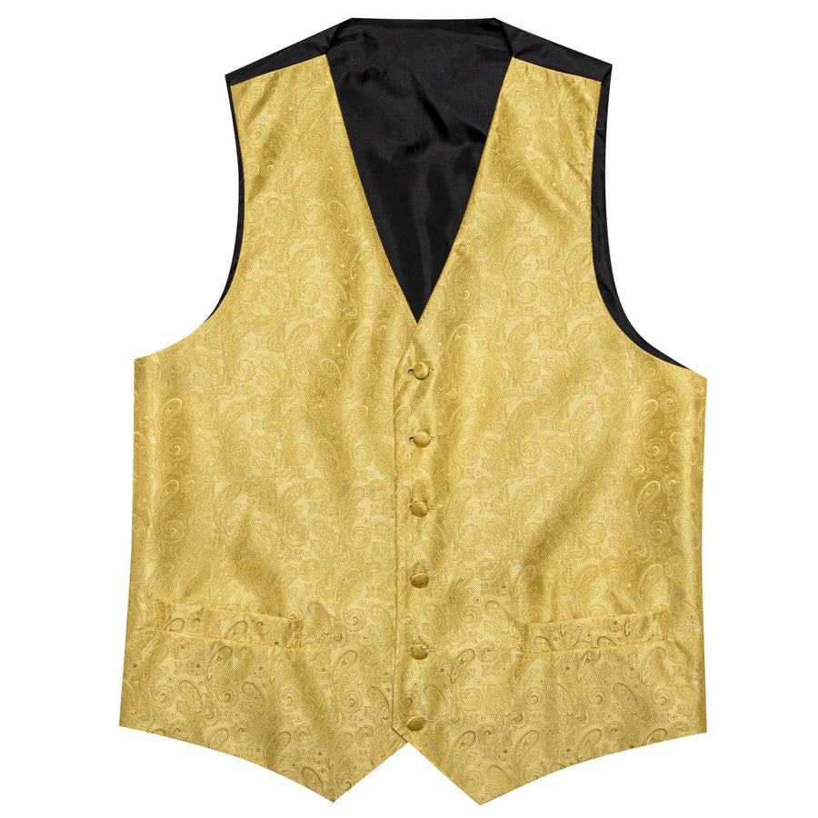Yellow Paisley Floral Men's Vest Set vest set    - Sophisticated Gentlemen