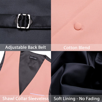 Light Coral Solid Silk Men's Bowtie Vest Set vest set    - Sophisticated Gentlemen