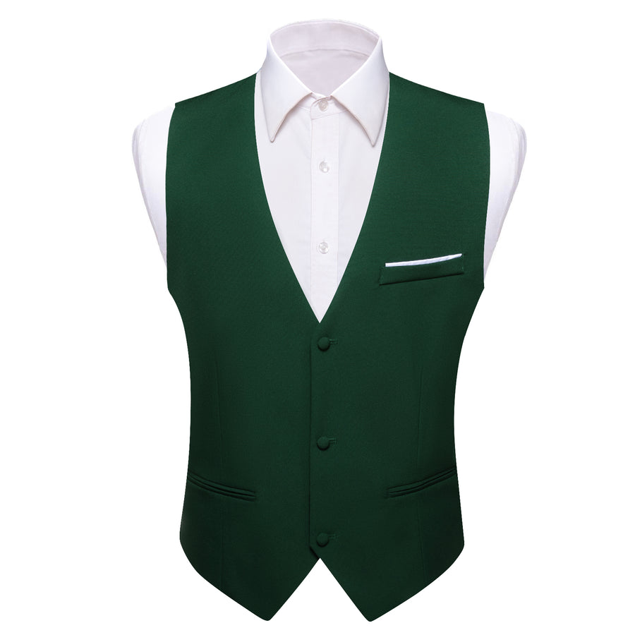 Dark Green Solid Bowtie Vest Set vest set    - Sophisticated Gentlemen
