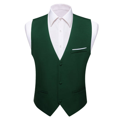 Dark Green Solid Bowtie Vest Set vest set    - Sophisticated Gentlemen