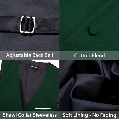 Dark Green Solid Bowtie Vest Set vest set    - Sophisticated Gentlemen