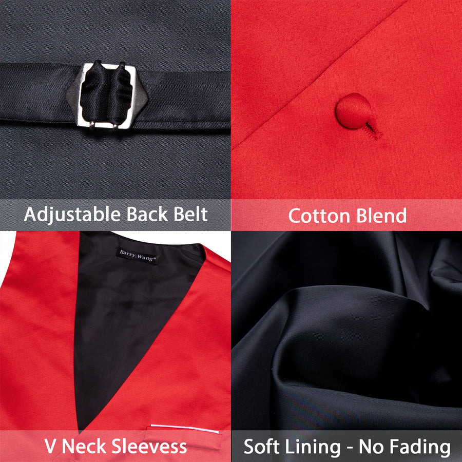 Red Solid Silk Men's Bowtie Vest Set vest set    - Sophisticated Gentlemen