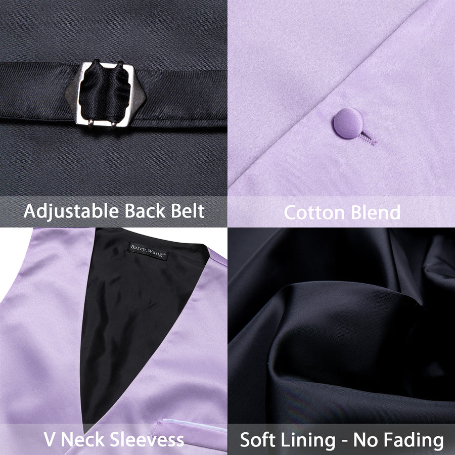 Purple Solid Silk Bowtie Vest Set vest set    - Sophisticated Gentlemen