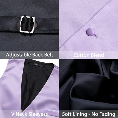 Purple Solid Silk Bowtie Vest Set vest set    - Sophisticated Gentlemen