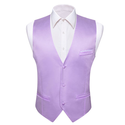 Purple Orchid Solid Silk Men's Bowtie Vest Set vest set    - Sophisticated Gentlemen