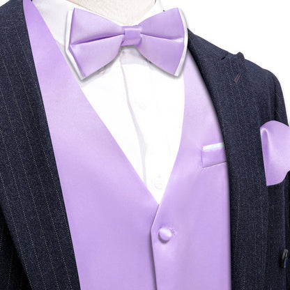 Purple Orchid Solid Silk Men's Bowtie Vest Set vest set S (Chest 40")   - Sophisticated Gentlemen