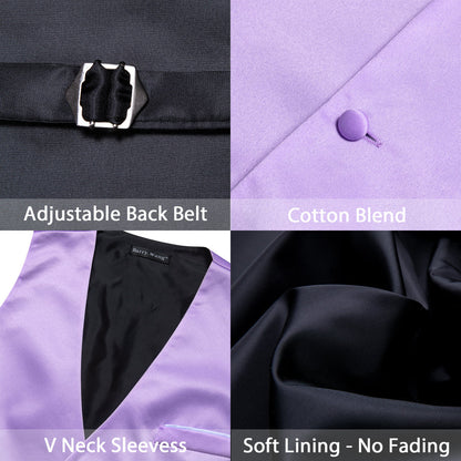 Purple Orchid Solid Silk Men's Bowtie Vest Set vest set    - Sophisticated Gentlemen