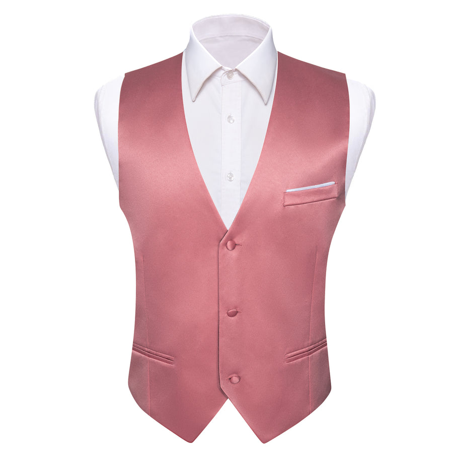 Light Coral Solid Silk Men's Bowtie Vest Set vest set    - Sophisticated Gentlemen