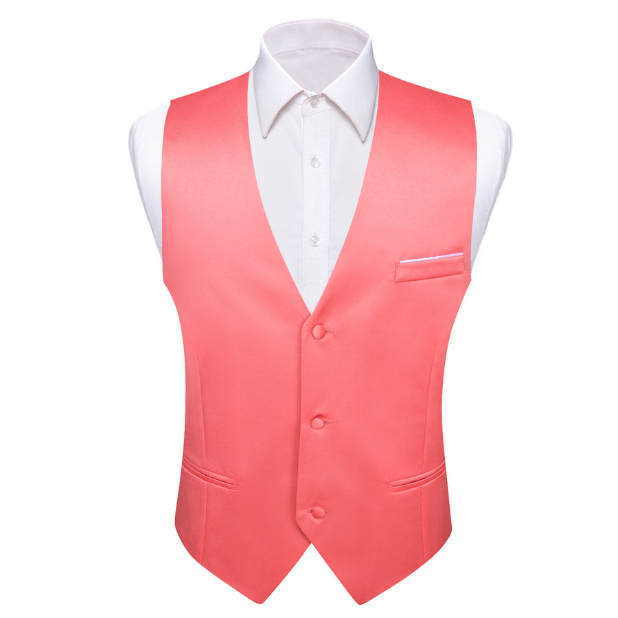 Pale Red Solid Silk Men's Bowtie Vest Set vest set    - Sophisticated Gentlemen