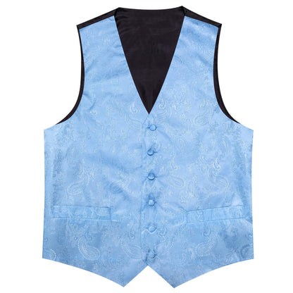 New Arctic Blue Paisley Bowtie Vest Set vest set    - Sophisticated Gentlemen
