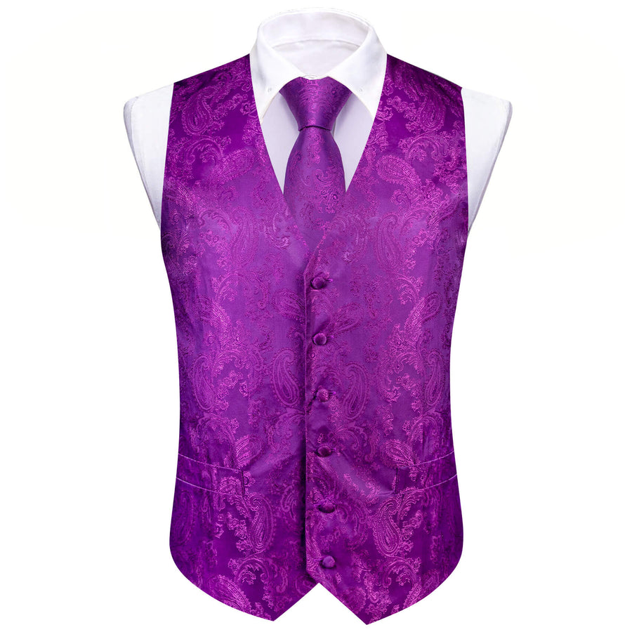 Purple Paisley Silk Bowtie Vest Set vest set    - Sophisticated Gentlemen