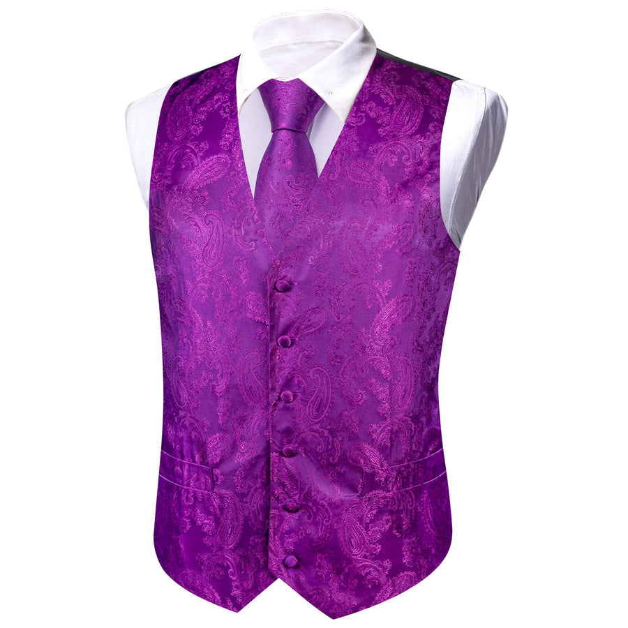 Purple Paisley Silk Bowtie Vest Set vest set    - Sophisticated Gentlemen