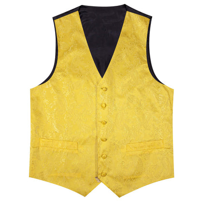 Gold Woven Paisley Silk Bowtie Vest Set vest set    - Sophisticated Gentlemen
