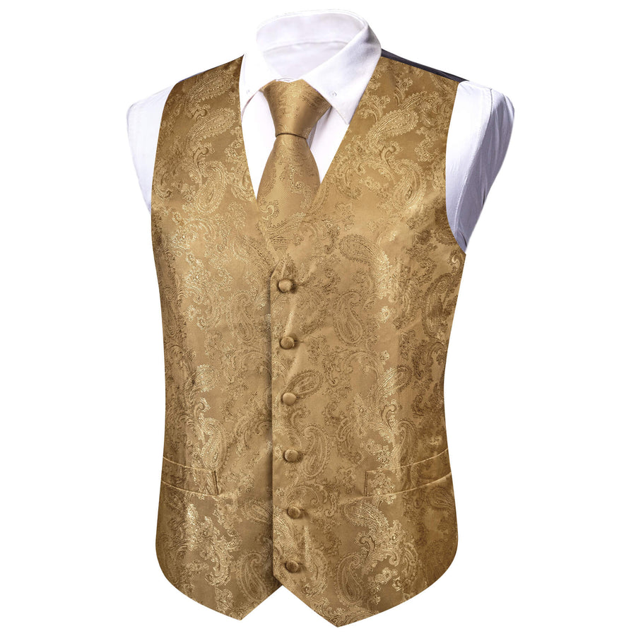 Tortilla Brown Paisley Silk Bowtie Vest Set vest set    - Sophisticated Gentlemen