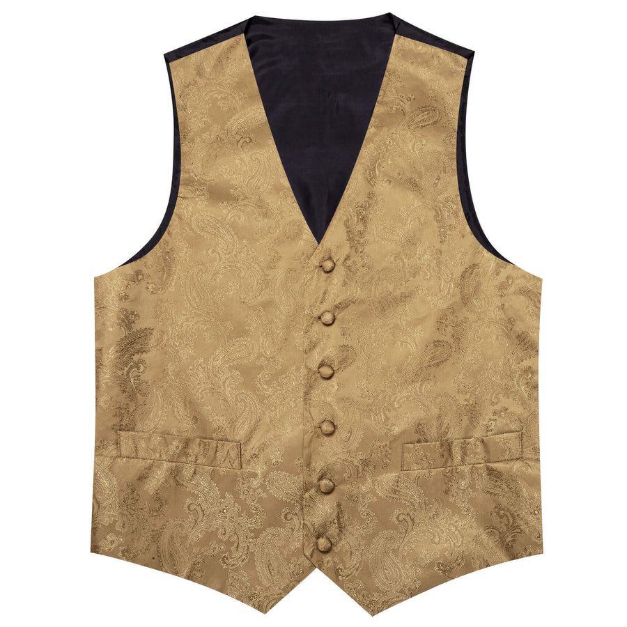 Tortilla Brown Paisley Silk Bowtie Vest Set vest set    - Sophisticated Gentlemen
