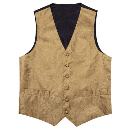 Tortilla Brown Paisley Silk Bowtie Vest Set vest set    - Sophisticated Gentlemen