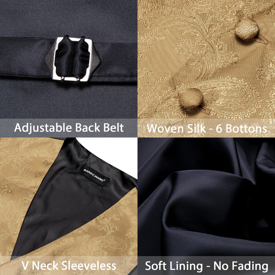 Tortilla Brown Paisley Silk Bowtie Vest Set vest set    - Sophisticated Gentlemen
