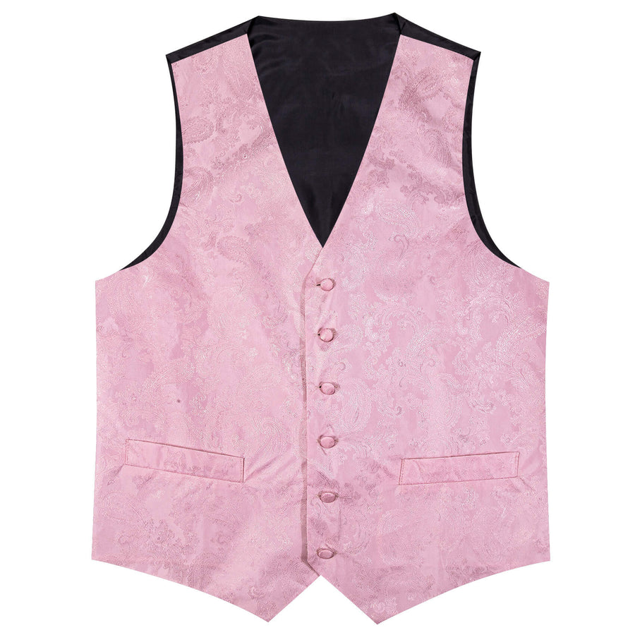 Light Pink Paisley Silk Bowtie Vest Set vest set    - Sophisticated Gentlemen