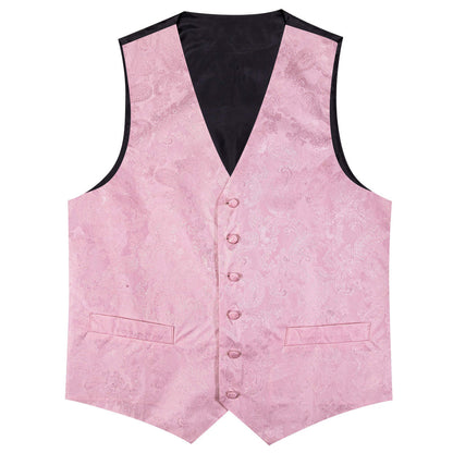 Light Pink Paisley Silk Bowtie Vest Set vest set    - Sophisticated Gentlemen