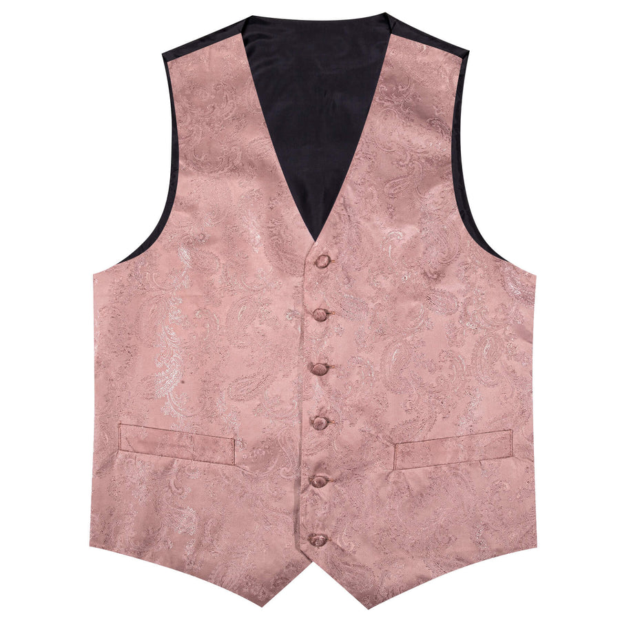 Rose Pink Paisley Silk Bowtie Vest Set vest set    - Sophisticated Gentlemen