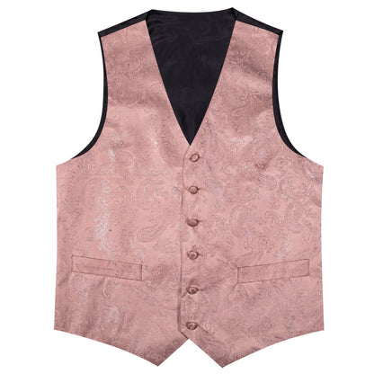 Rose Pink Paisley Silk Bowtie Vest Set vest set    - Sophisticated Gentlemen