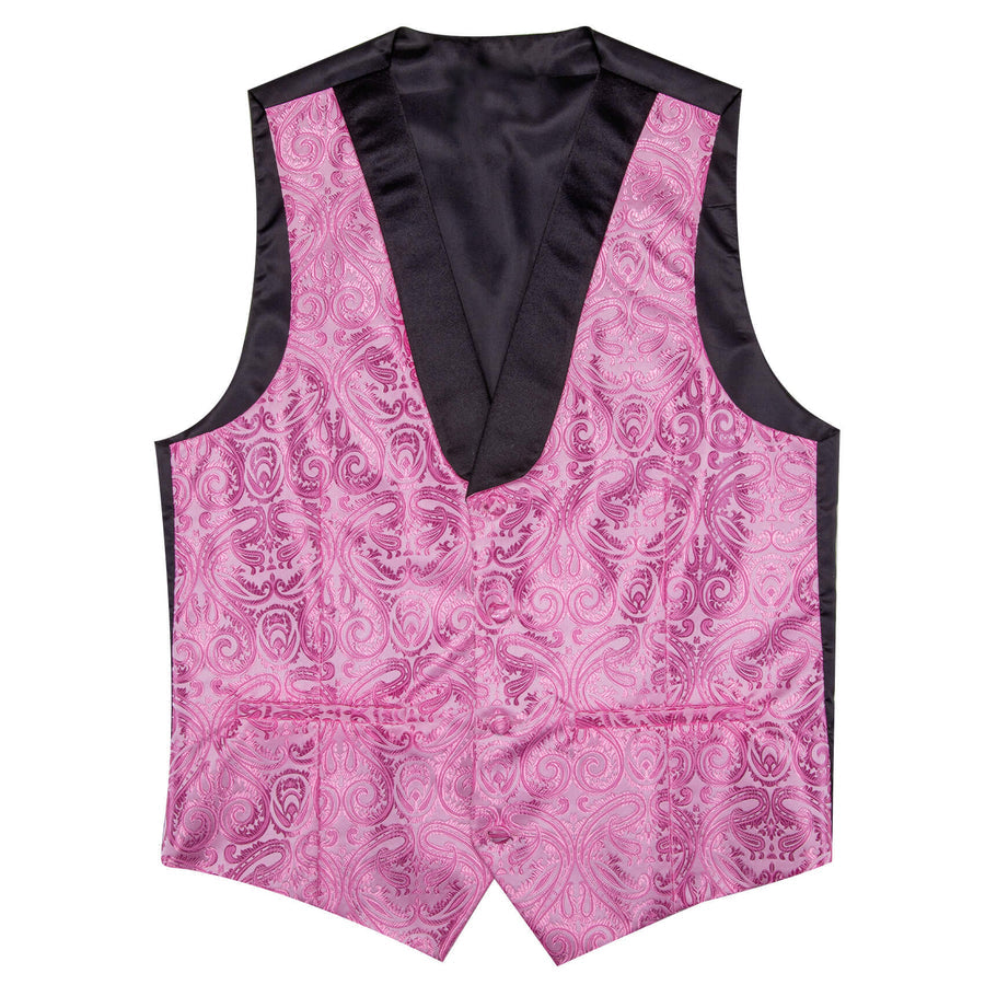 Hot Pink Paisley Silk Shawl Collar Vest Set vest set    - Sophisticated Gentlemen