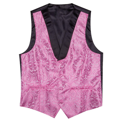 Hot Pink Paisley Silk Shawl Collar Vest Set vest set    - Sophisticated Gentlemen