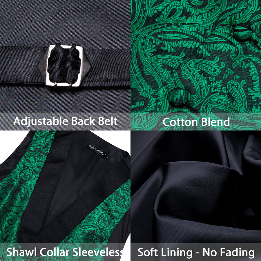 Forest Green Paisley Shawl Collar Silk Vest Set vest set    - Sophisticated Gentlemen