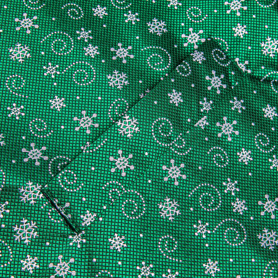Green White Snowflake Novelty Jacquard Silk Men's Vest Set vest set    - Sophisticated Gentlemen