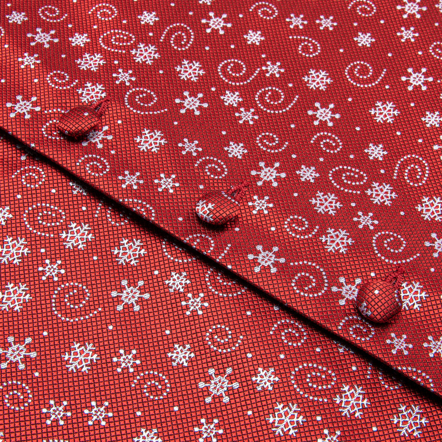 Red White Snowflake Novelty Jacquard Silk Vest Set vest set    - Sophisticated Gentlemen