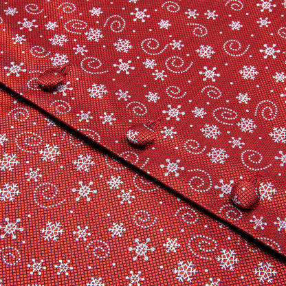 Red White Snowflake Novelty Jacquard Silk Vest Set vest set    - Sophisticated Gentlemen