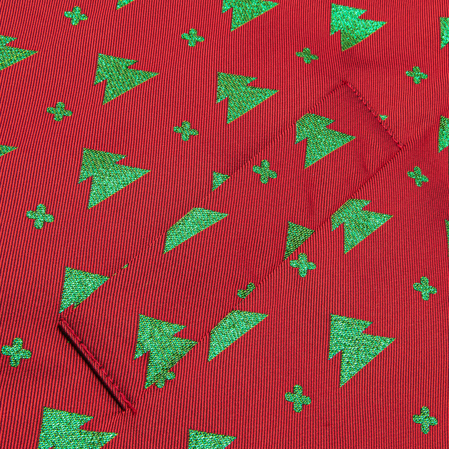 Red Green Christmas Tree Novelty Jacquard Silk Vest Set vest set    - Sophisticated Gentlemen