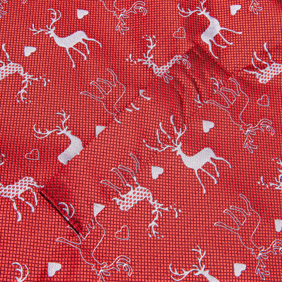 Red White Christmas Deer Novelty Jacquard Silk Vest Set vest set    - Sophisticated Gentlemen