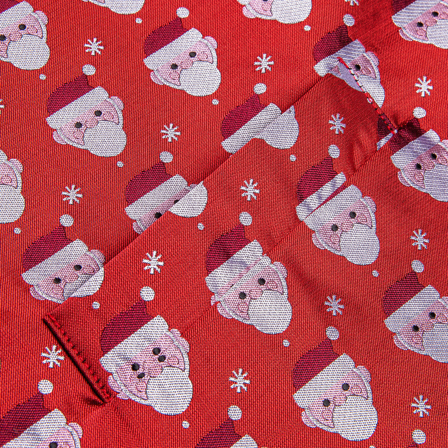 Red White Christmas Santa Claus Novelty Jacquard Silk Vest Set vest set    - Sophisticated Gentlemen