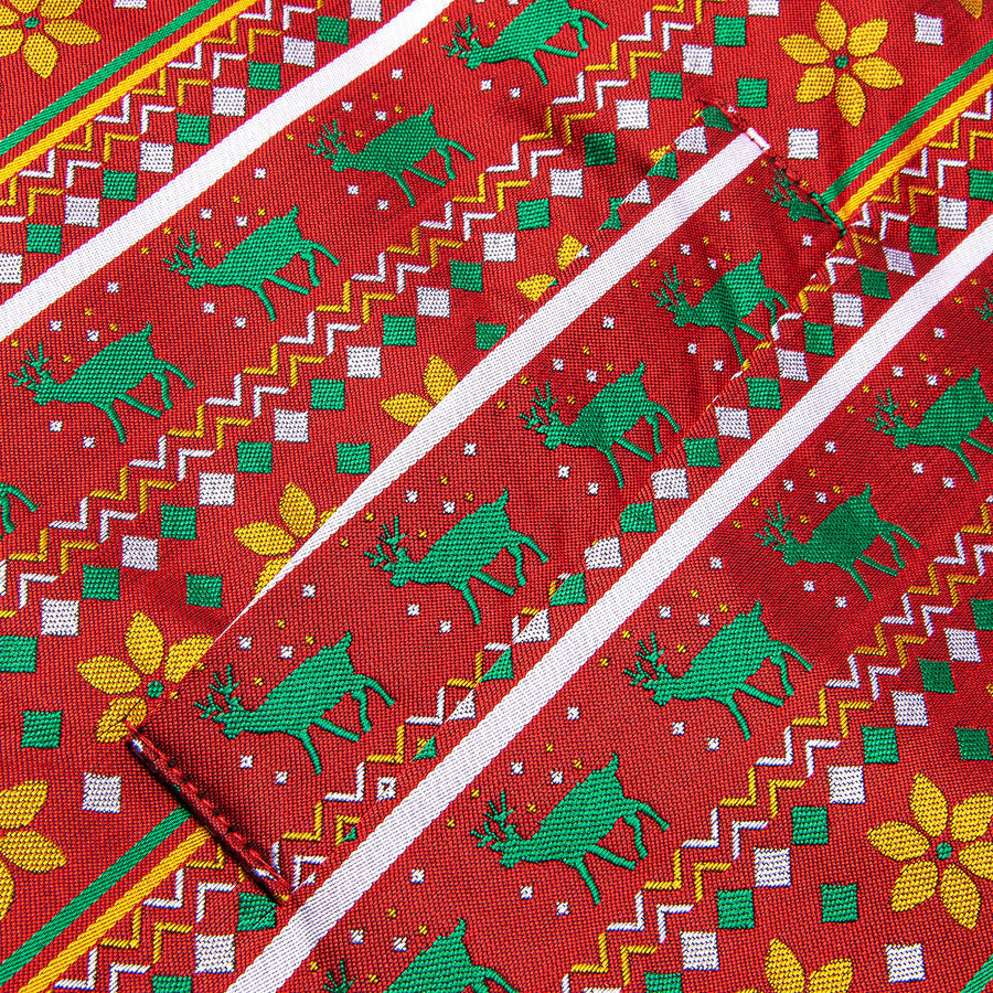 Red Orange Christmas Deer Novelty Jacquard Silk Vest Set vest set    - Sophisticated Gentlemen